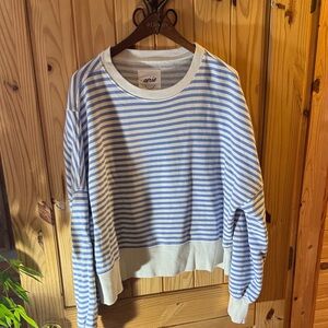 Aerie Light Blue and White Striped Pullover